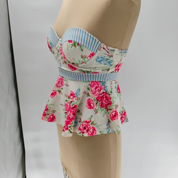 Betsey Johnson High Waist Tankini Swimsuit 2 Piece Underwire Prisoner of Love S - Picture 9 of 16